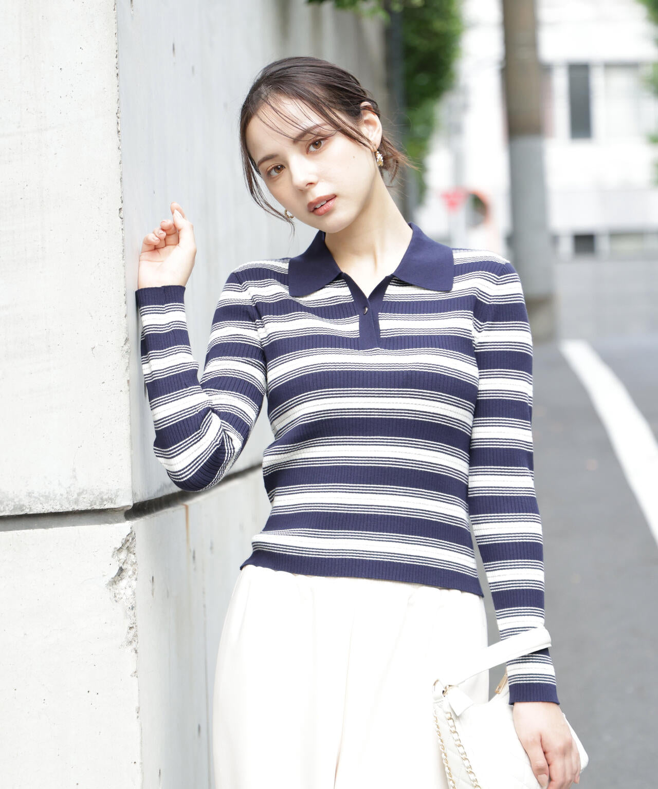 【加藤栞さん着用】ポロボーダーニット