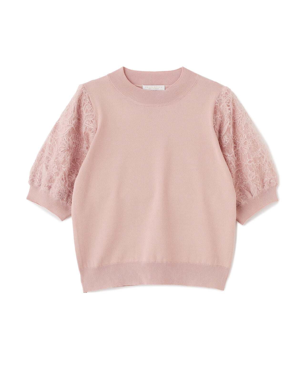 レースドッキングスリーブニット【ベージュ：official site限定】