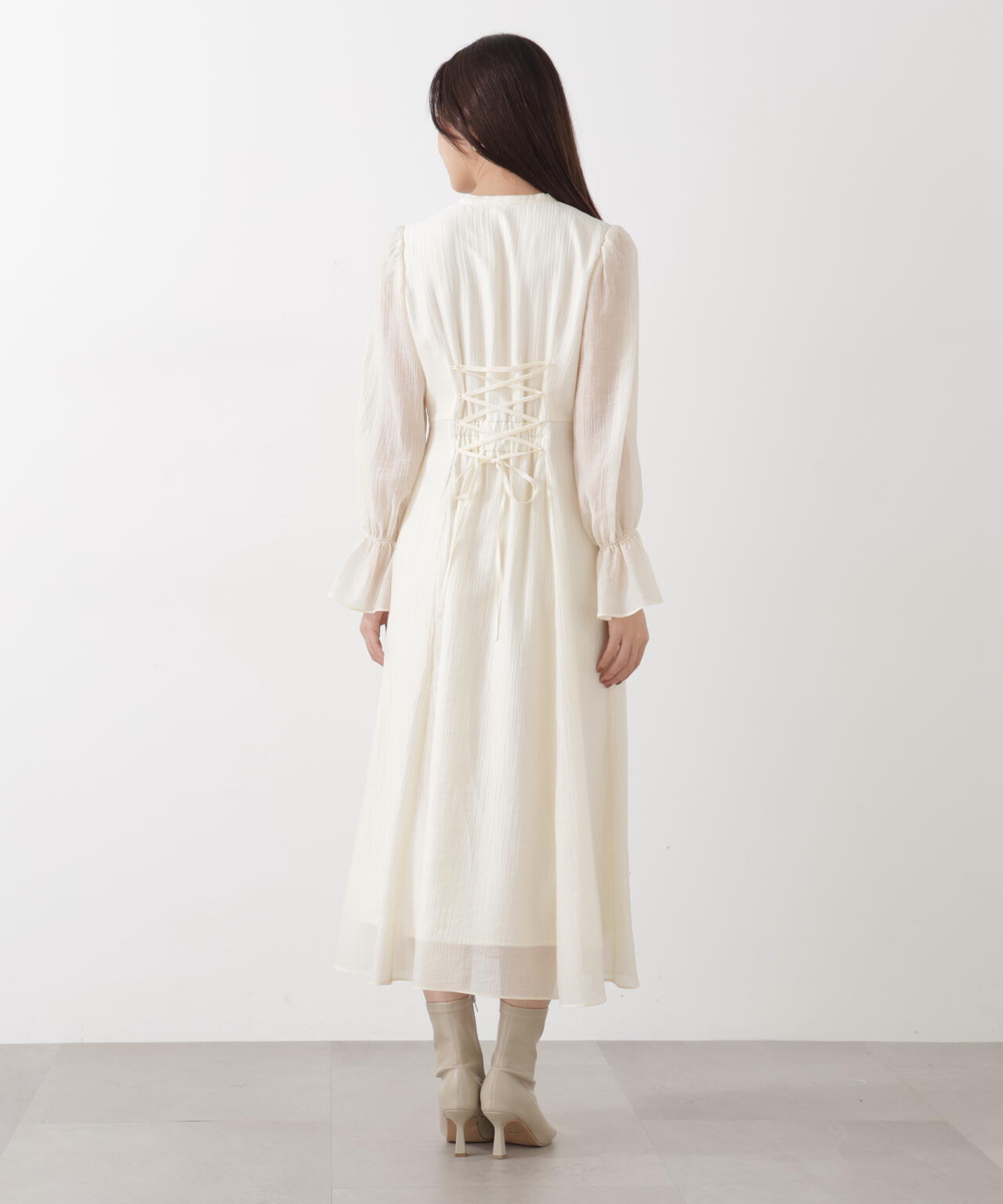 バックレースアップレディワンピース
