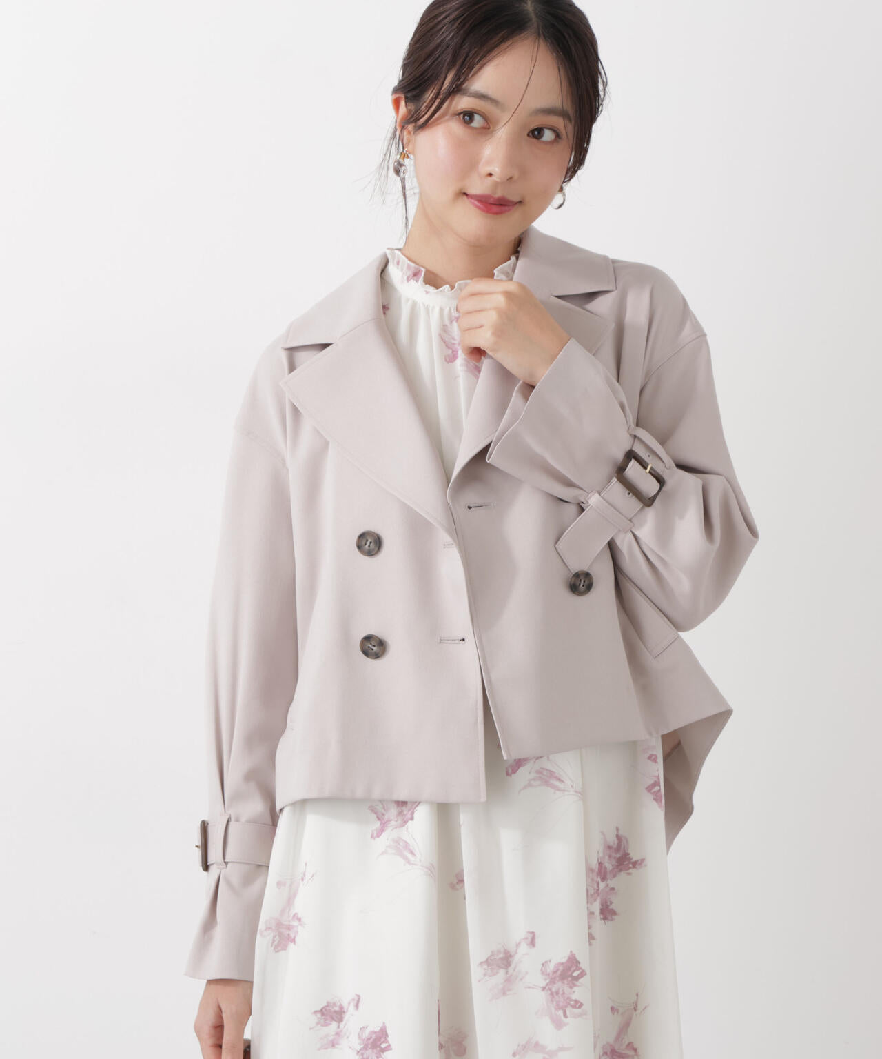 ＜防シワ/花粉リリース＞ショートトレンチコート