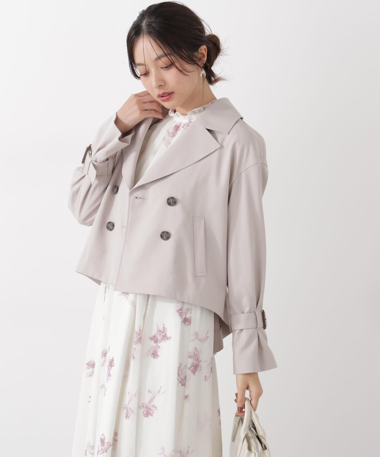 ＜防シワ/花粉リリース＞ショートトレンチコート