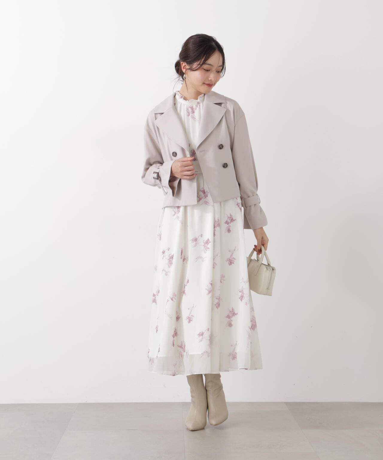 ＜防シワ/花粉リリース＞ショートトレンチコート