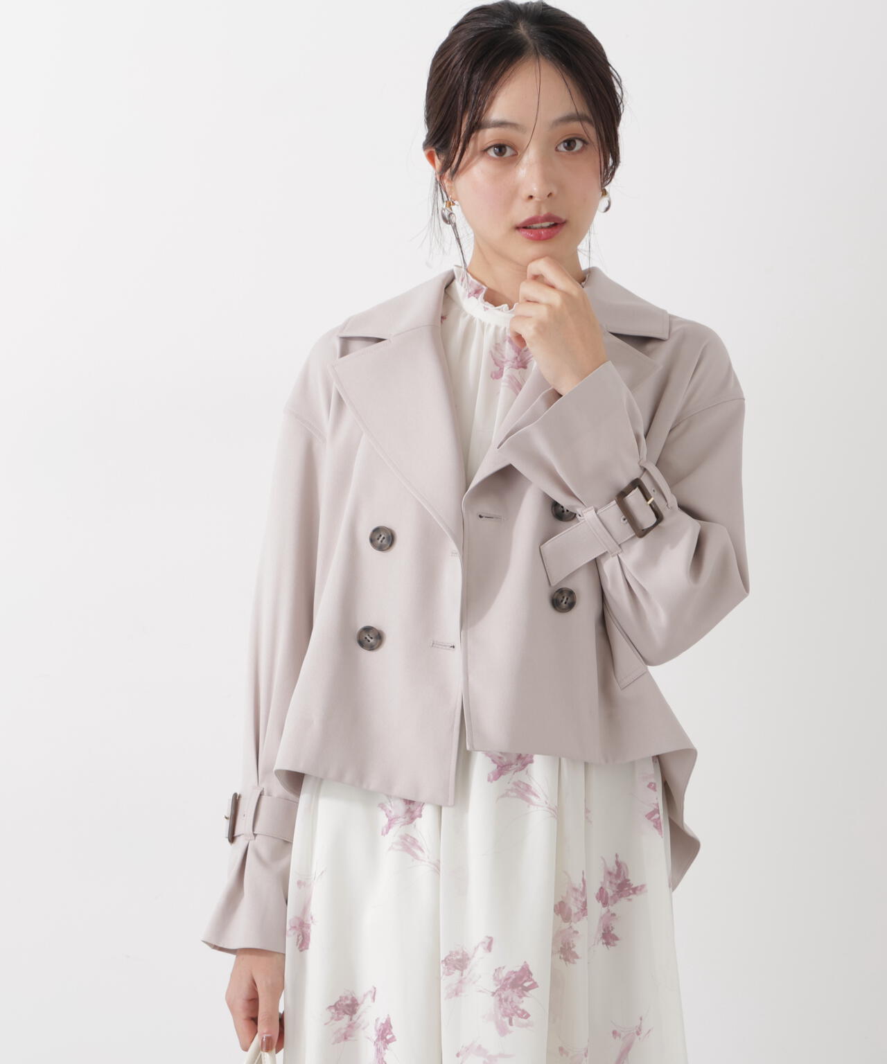 ＜防シワ/花粉リリース＞ショートトレンチコート