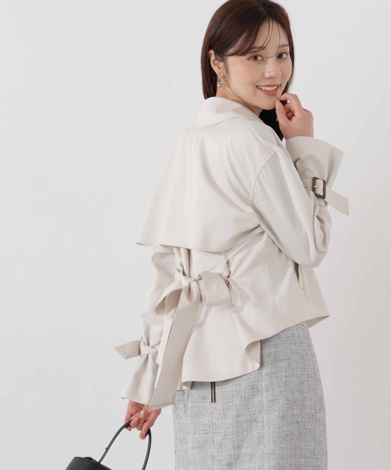 ＜防シワ/花粉リリース＞ショートトレンチコート