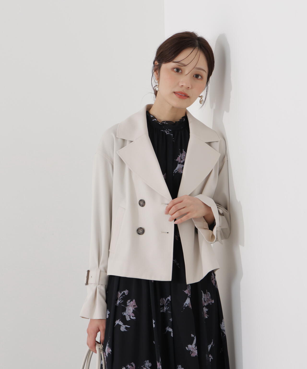 ＜防シワ/花粉リリース＞ショートトレンチコート