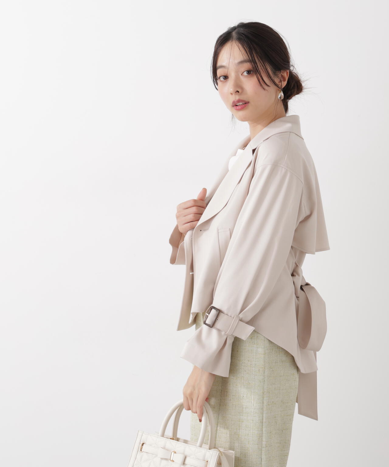 ＜防シワ/花粉リリース＞ショートトレンチコート