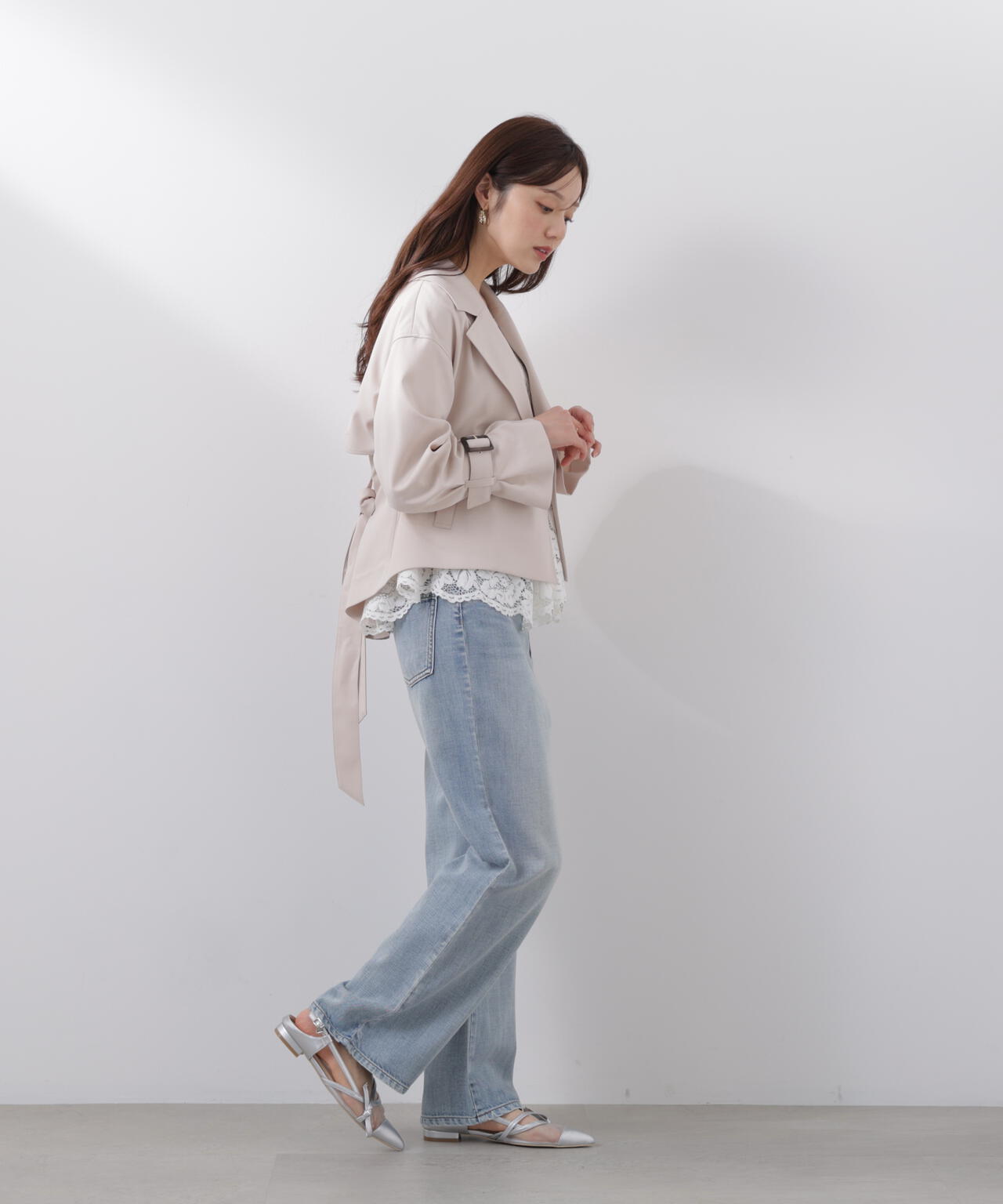 ＜防シワ/花粉リリース＞ショートトレンチコート