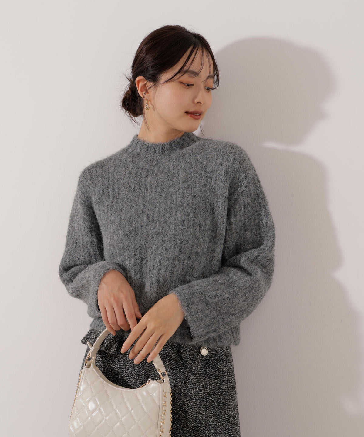<ウォッシャブル>チュールスリーブボックスニット