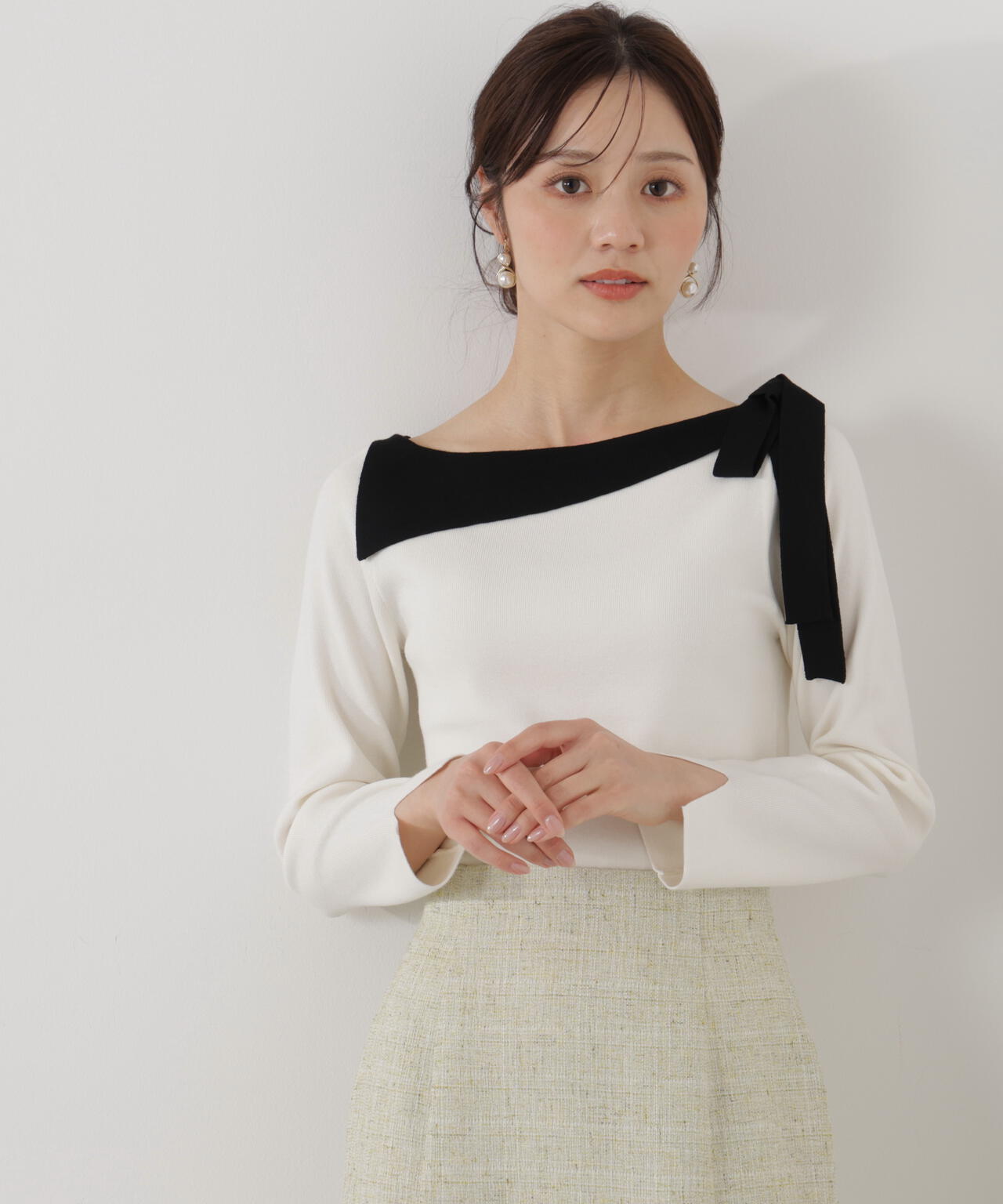 ＜ウォッシャブル/UV＞サイドリボン総針ニット【ブルー：official site・有楽町マルイ限定】