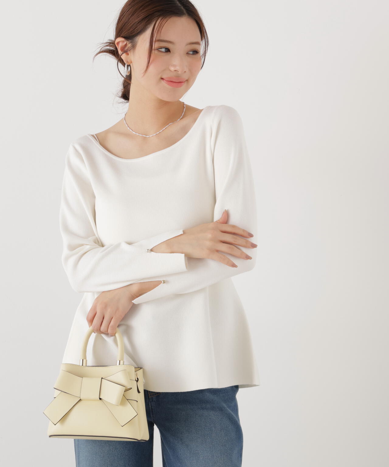 ＜ウォッシャブル/UV＞ペプラムベーシックニット【ブルー：official site・ZOZOTOWN・一部店舗限定】