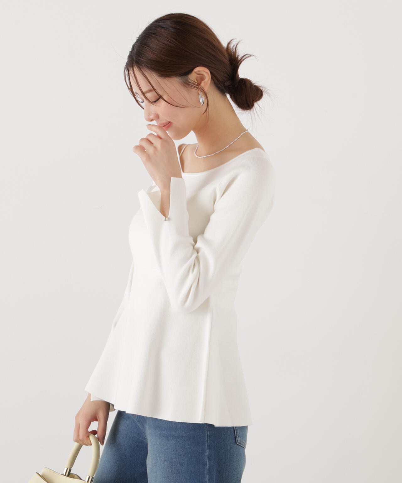 ＜ウォッシャブル/UV＞ペプラムベーシックニット【ブルー：official site・ZOZOTOWN・一部店舗限定】