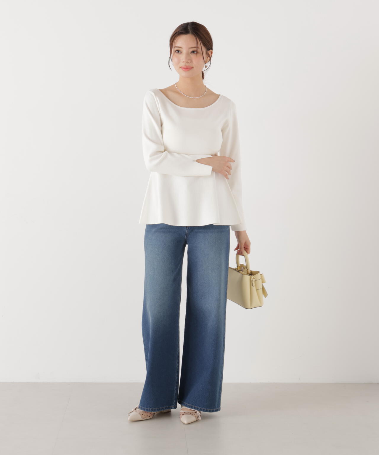＜ウォッシャブル/UV＞ペプラムベーシックニット【ブルー：official site・ZOZOTOWN・一部店舗限定】