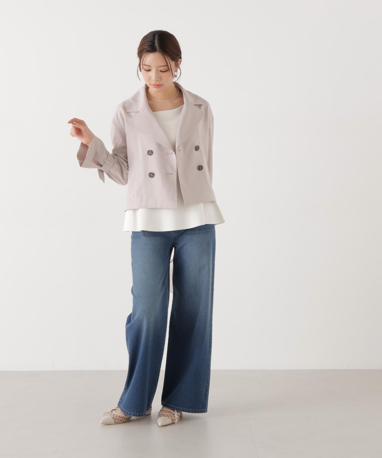 ＜ウォッシャブル/UV＞ペプラムベーシックニット【ブルー：official site・ZOZOTOWN・一部店舗限定】