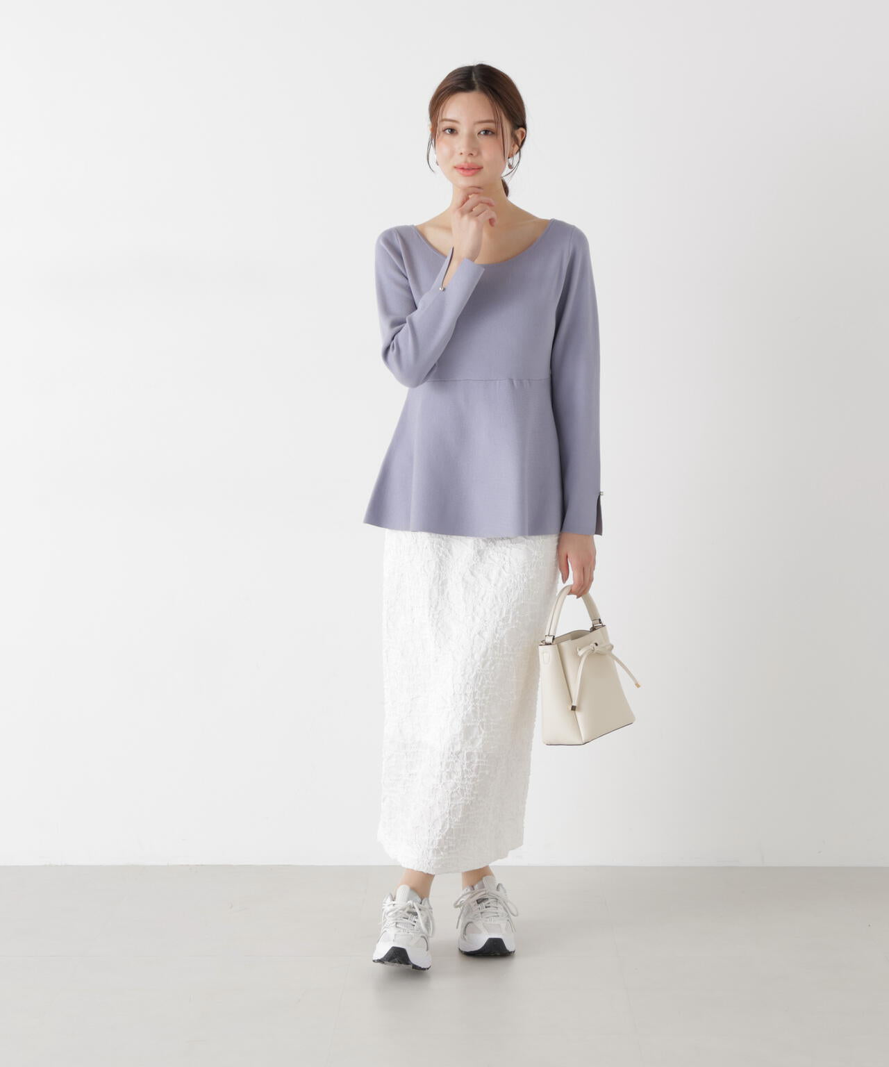 ＜ウォッシャブル/UV＞ペプラムベーシックニット【ブルー：official site・ZOZOTOWN・一部店舗限定】