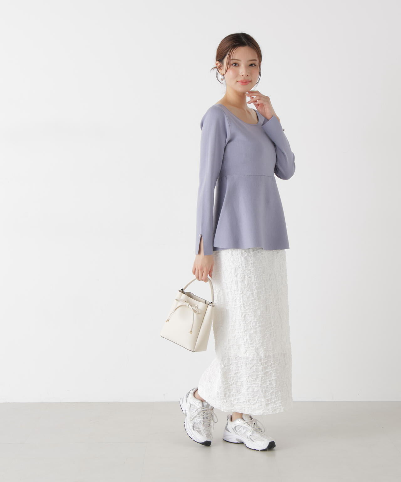 ＜ウォッシャブル/UV＞ペプラムベーシックニット【ブルー：official site・ZOZOTOWN・一部店舗限定】