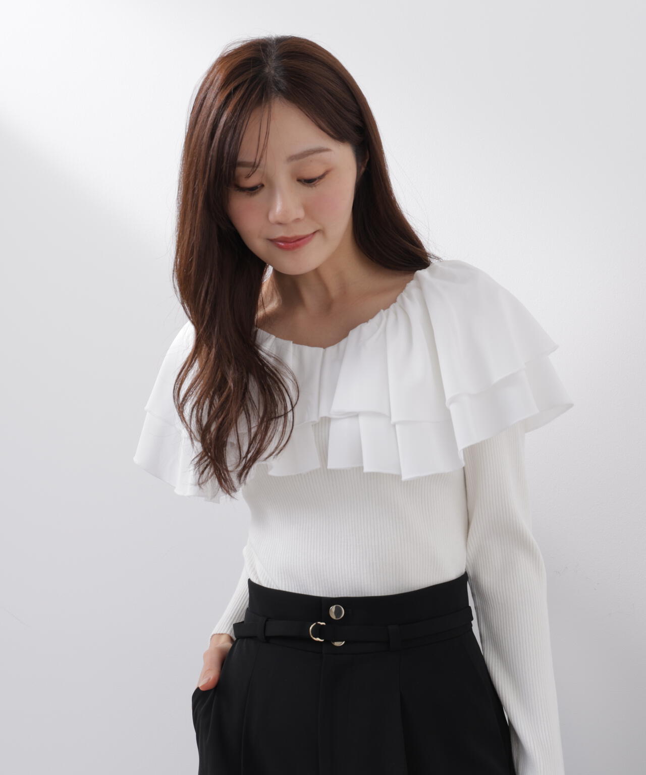ボリュームラッフルニット【ピンク×ピンク：official site・一部店舗限定】