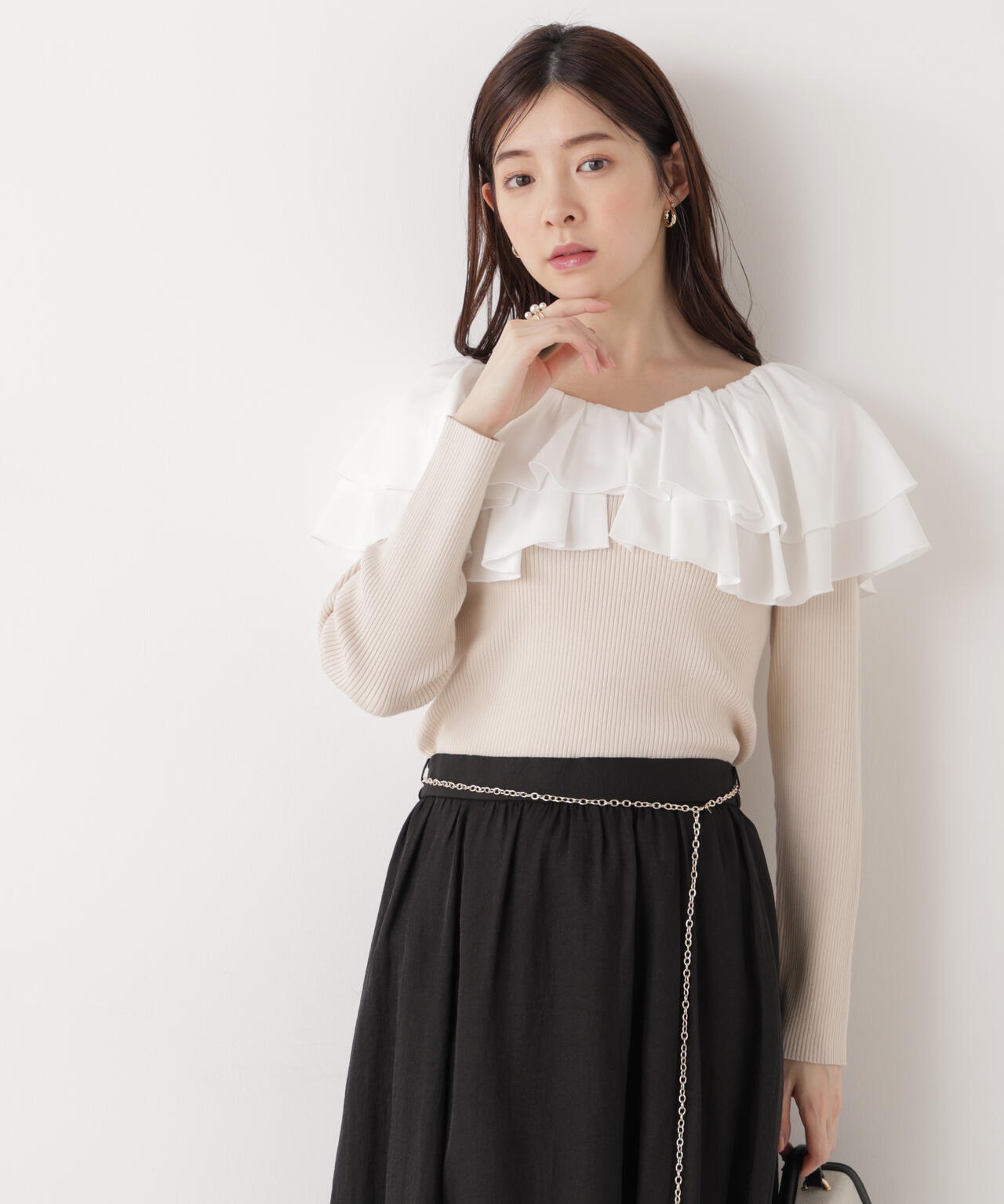 ボリュームラッフルニット【ピンク×ピンク：official site・一部店舗限定】