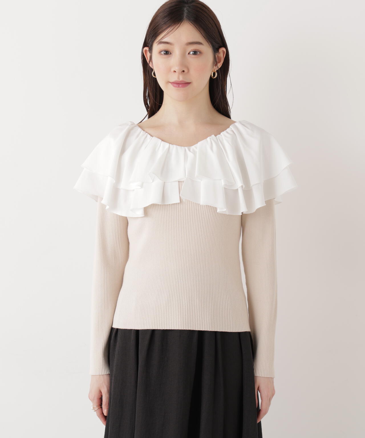 ボリュームラッフルニット【ピンク×ピンク：official site・一部店舗限定】