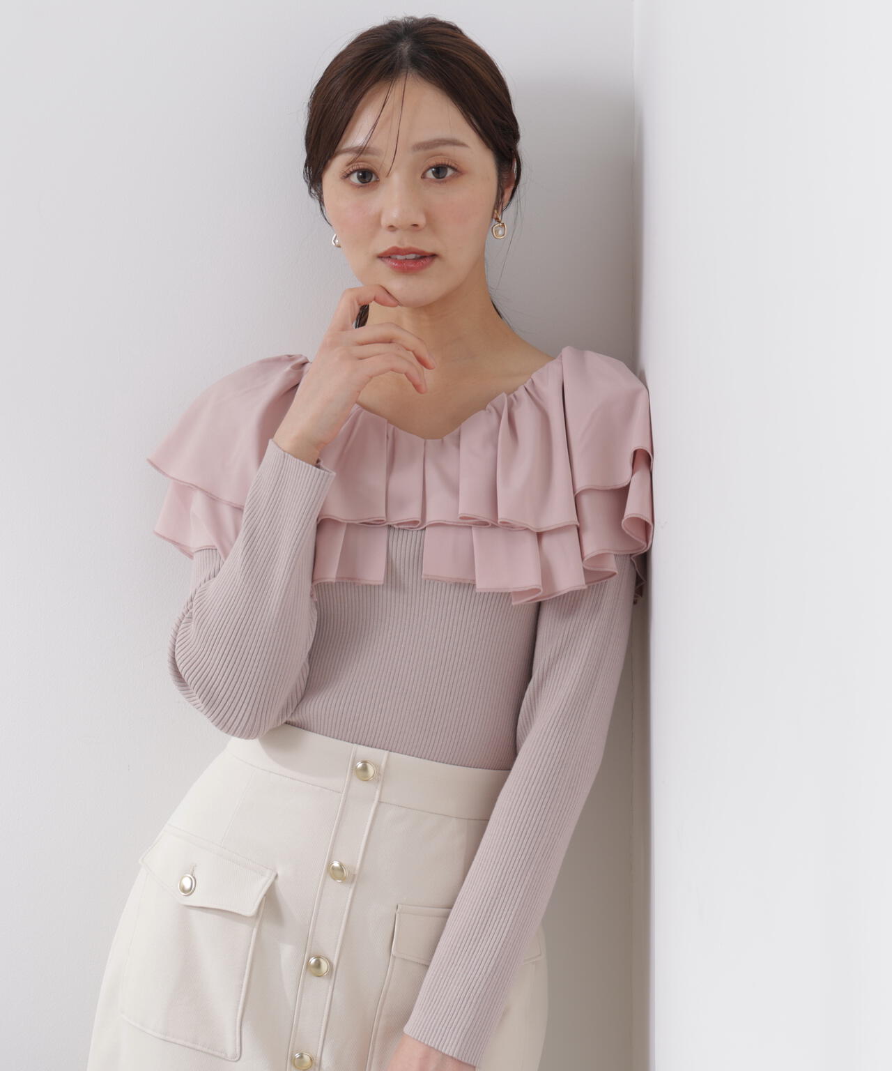 ボリュームラッフルニット【ピンク×ピンク：official site・一部店舗限定】