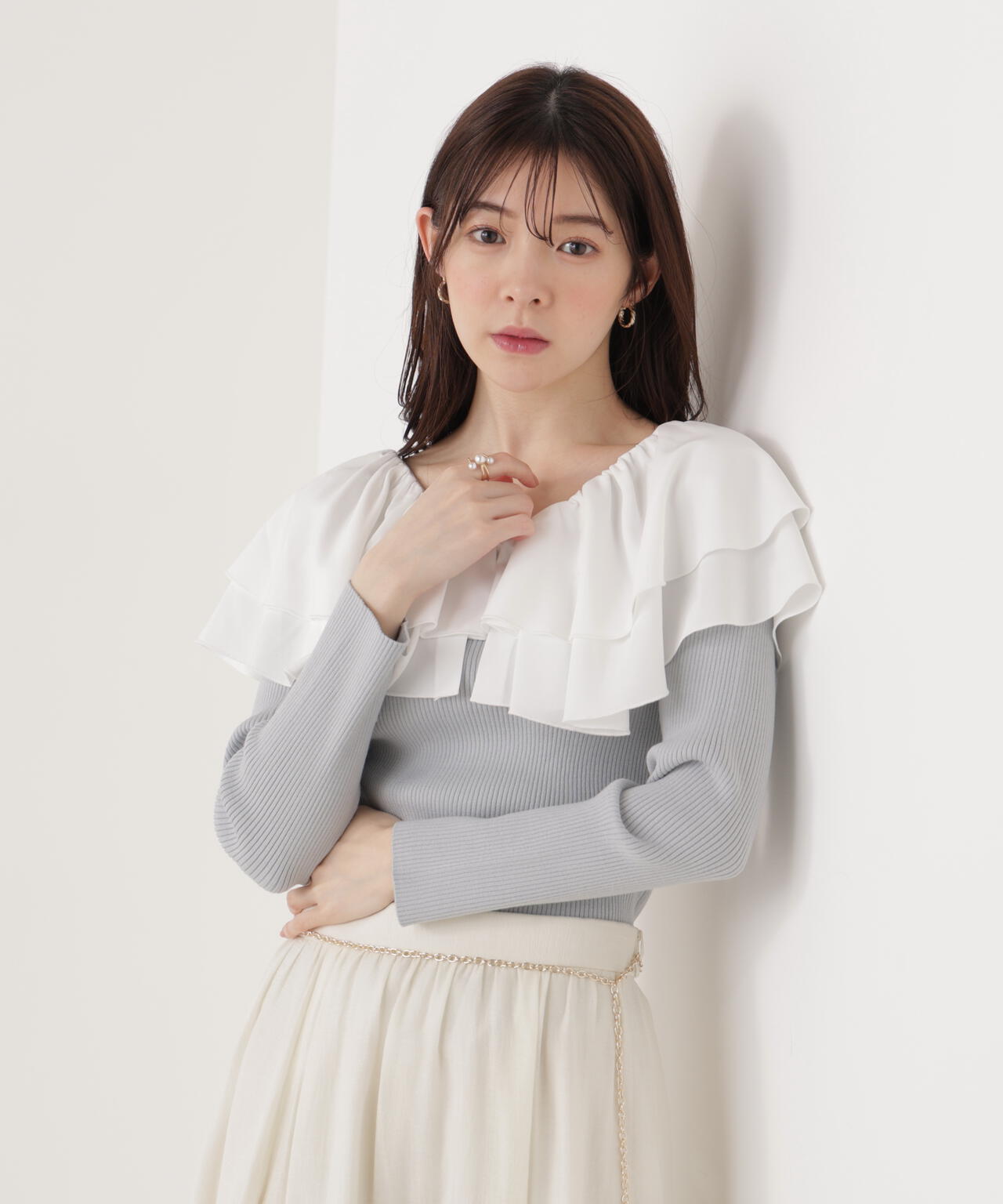 ボリュームラッフルニット【ピンク×ピンク：official site・一部店舗限定】