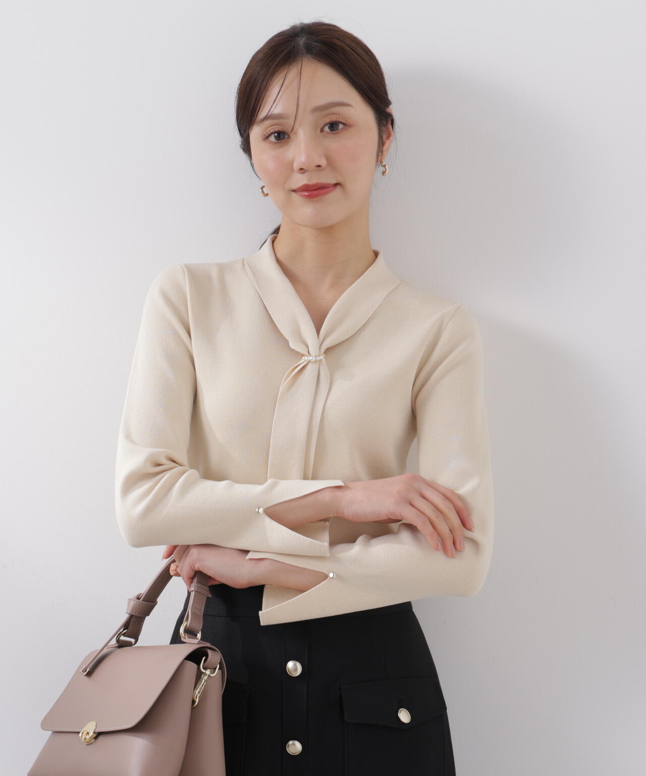 パールリングボウタイニット【グレー：official site・ZOZOTOWN・一部店舗限定】
