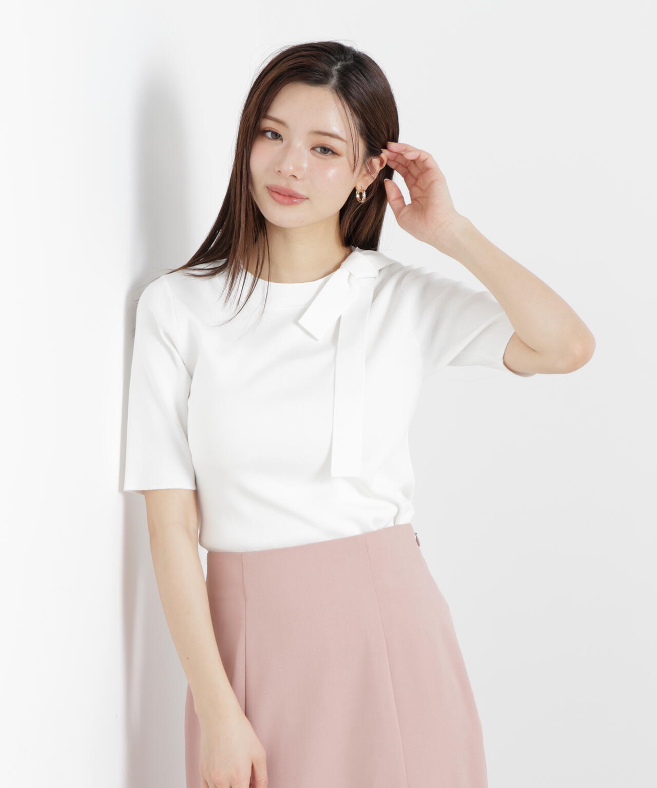 ＜UVカット＞サイドリボンニット
