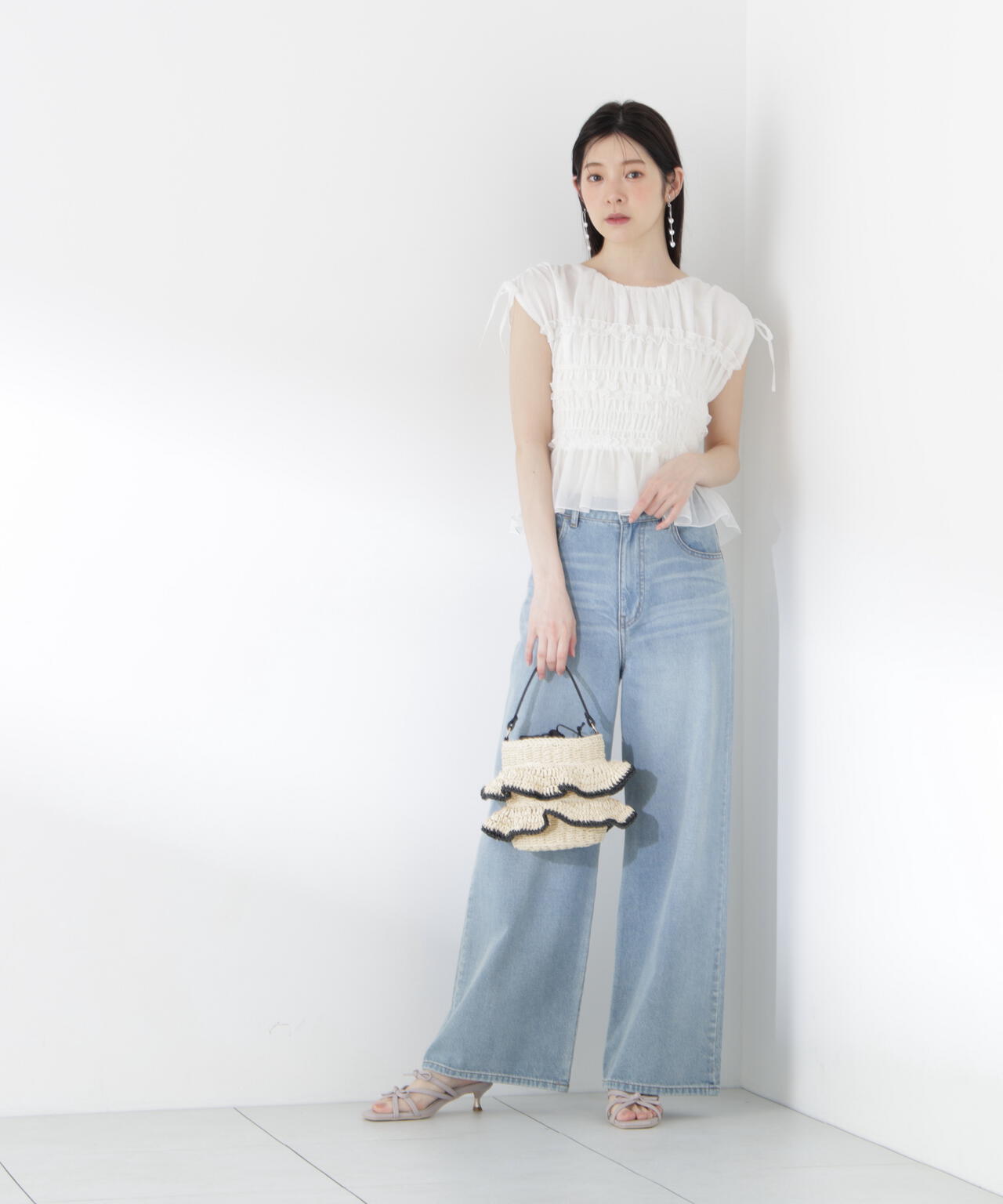 ＜青島心さん着用＞〈a/mie〉シャーリングフリルブラウス