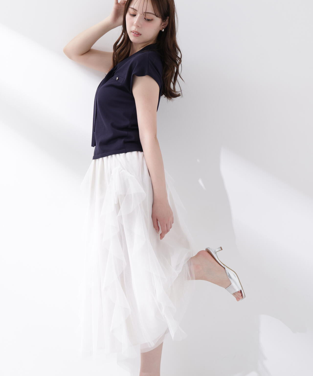 ＜中川紅葉さん着用＞ラッフルチュールスカート