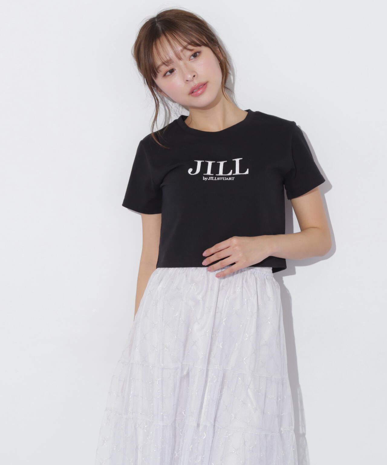 ショート丈刺繍ロゴTシャツオーガニックコットン