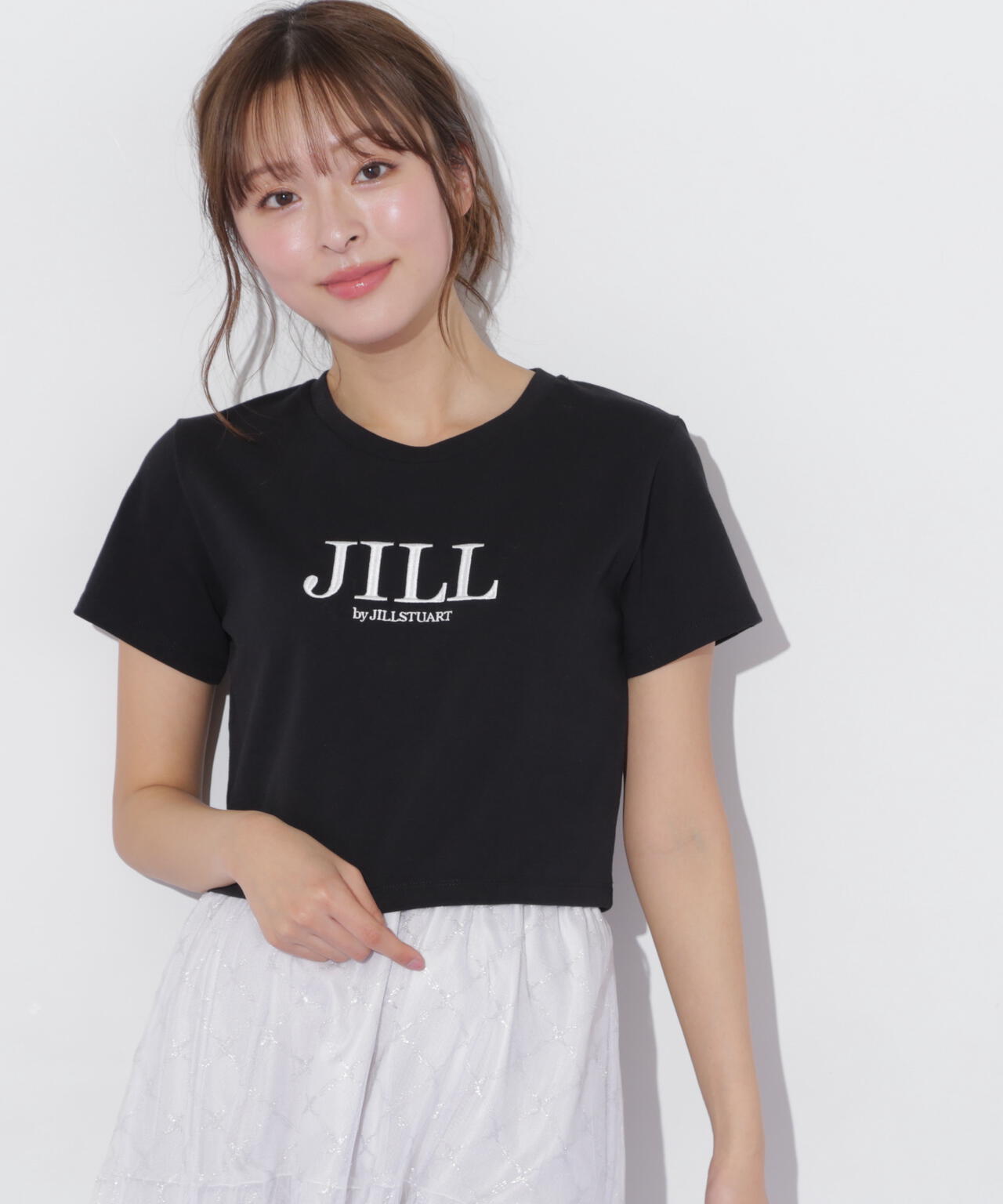 ショート丈刺繍ロゴTシャツオーガニックコットン