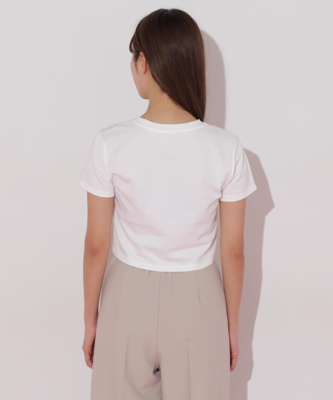 ショート丈刺繍ロゴTシャツオーガニックコットン
