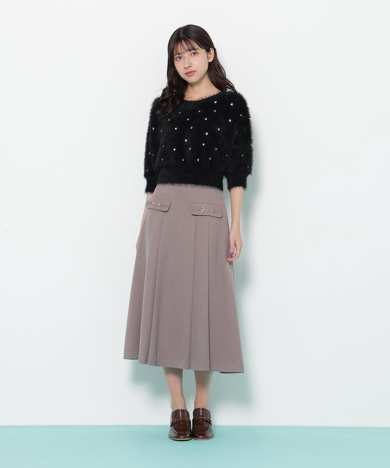ウーリッシュフラノタックフレアスカート