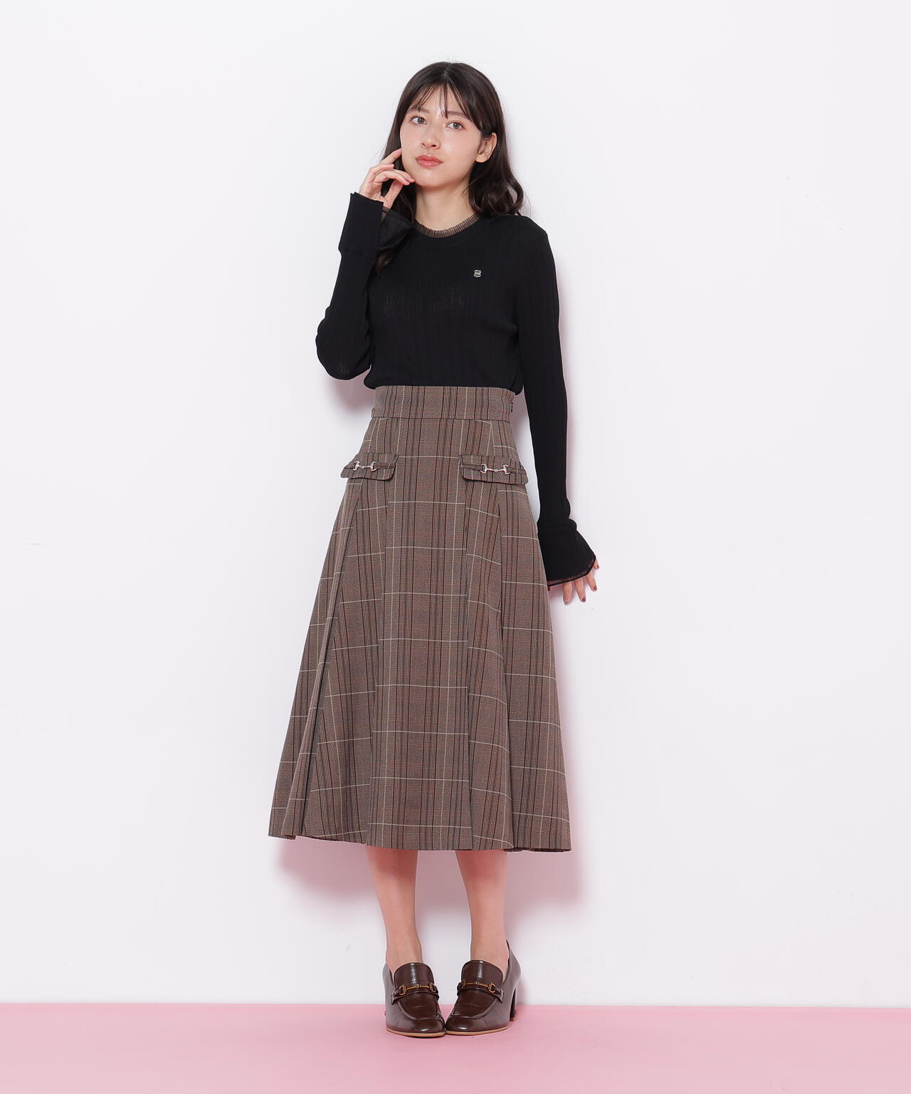 ウーリッシュフラノタックフレアスカート