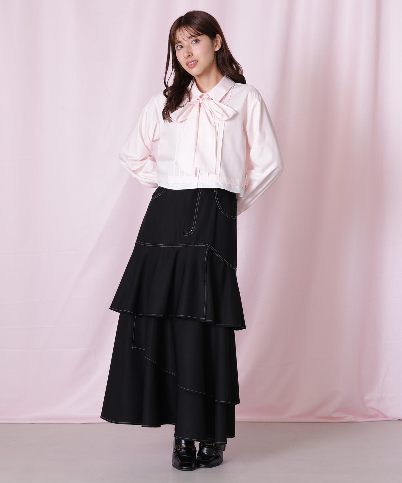 ヘムレイヤードクロップドシャツ