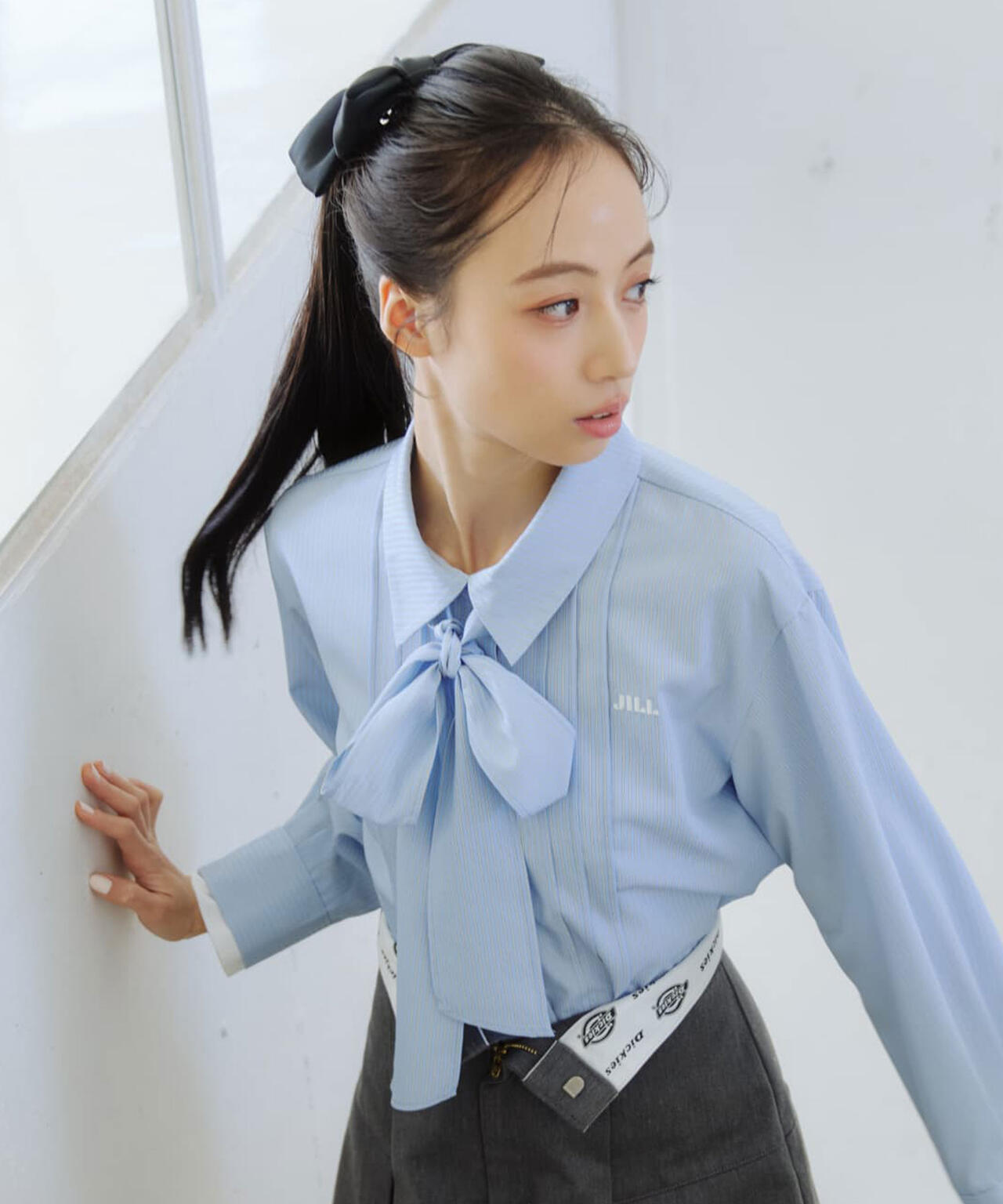 ヘムレイヤードクロップドシャツ