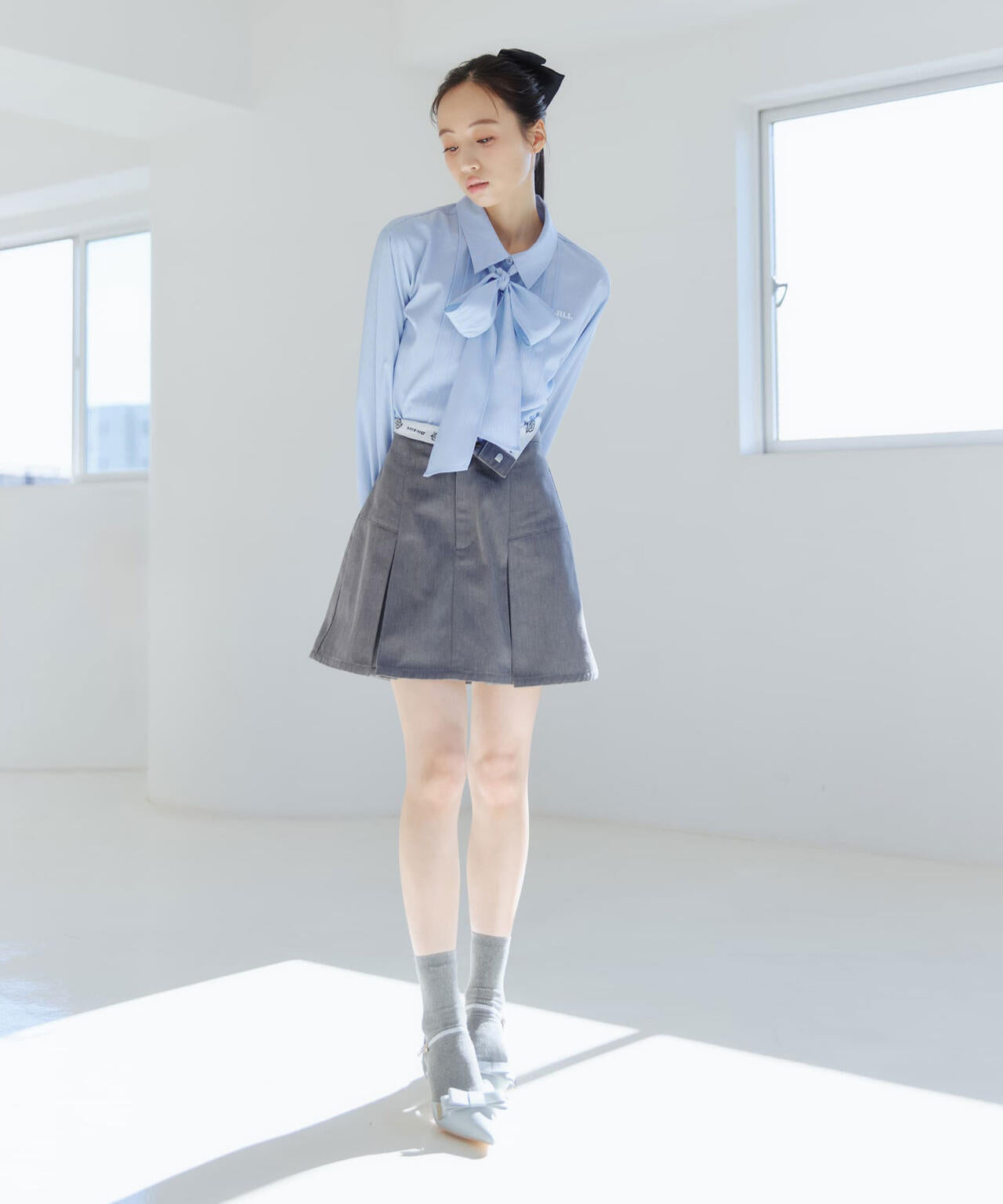 ヘムレイヤードクロップドシャツ