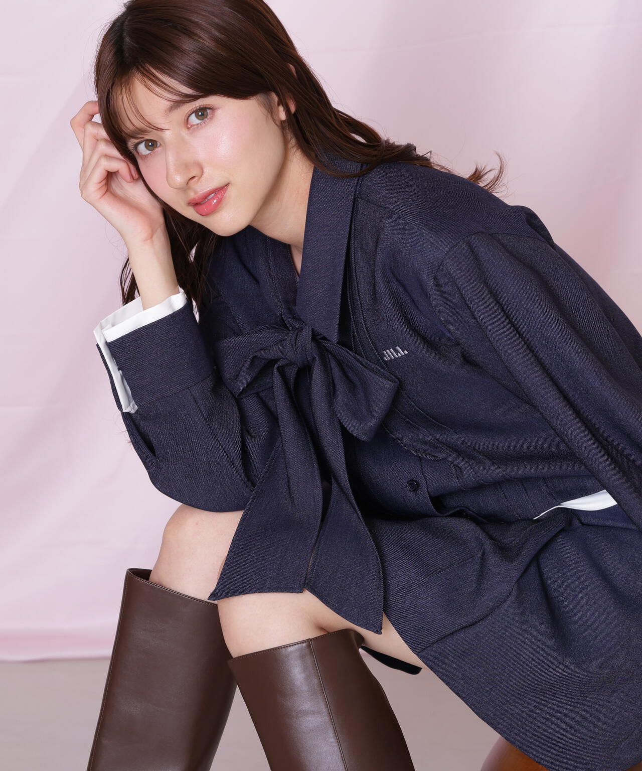 ヘムレイヤードクロップドシャツ