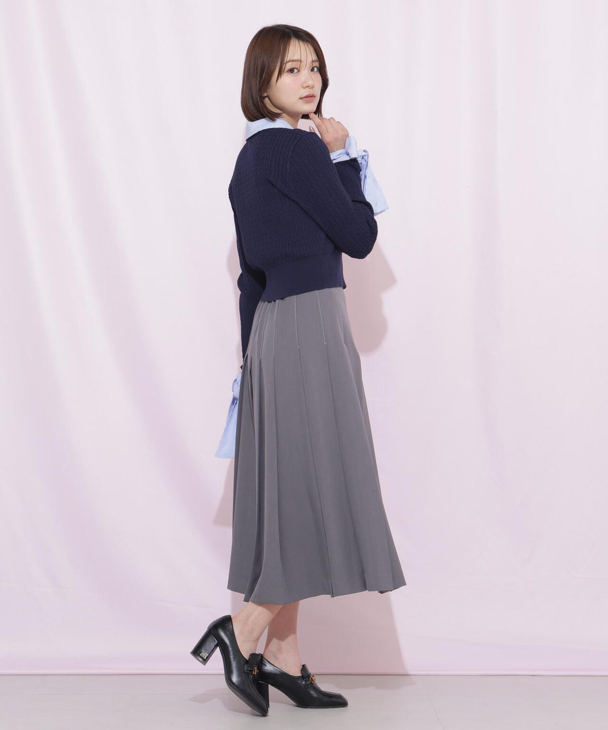 サイドベルトプリーツスカート