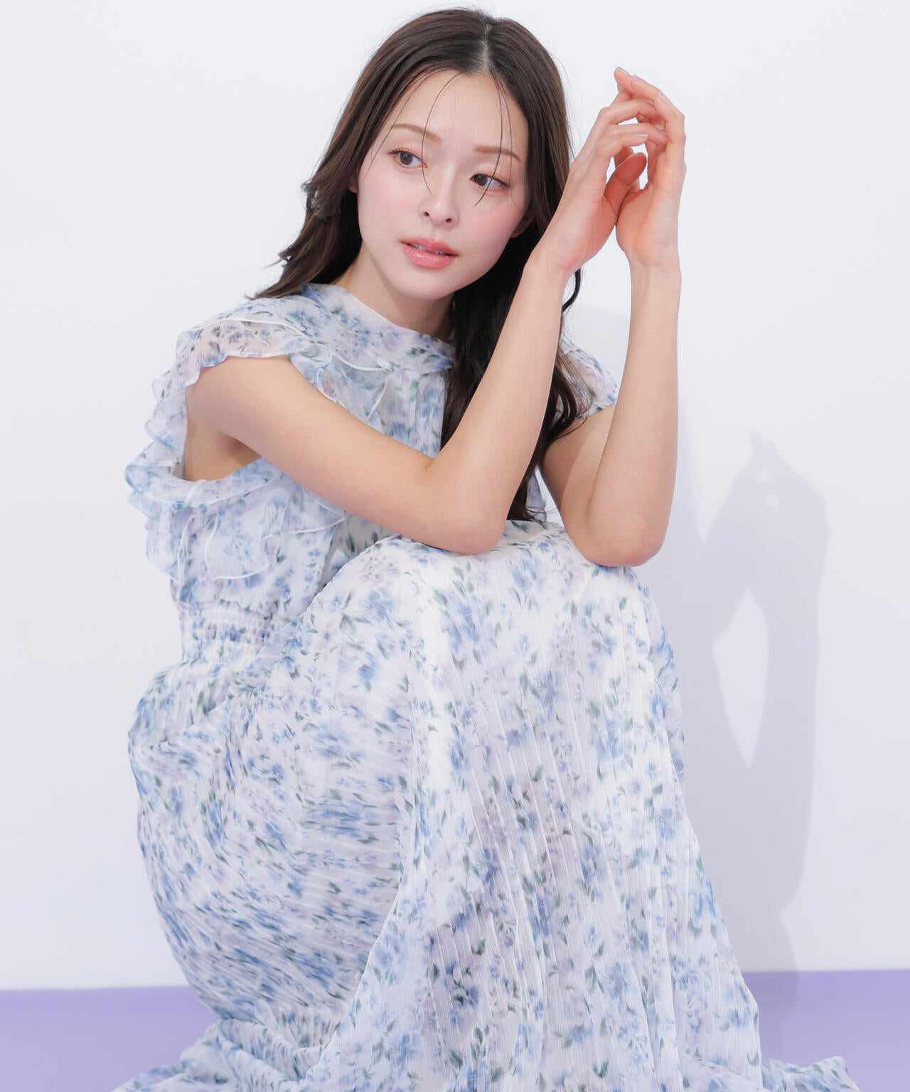 ぼかしフラワープリントワンピース