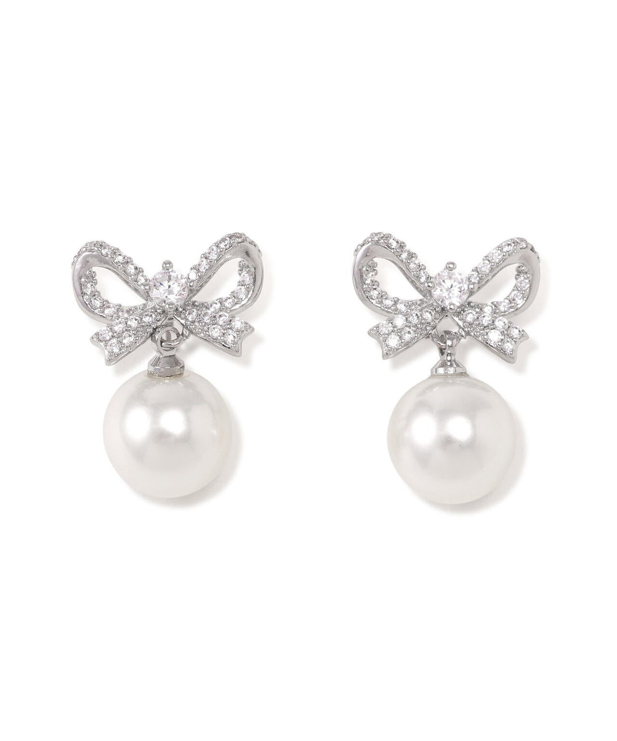 Cubic リボンパールピアス