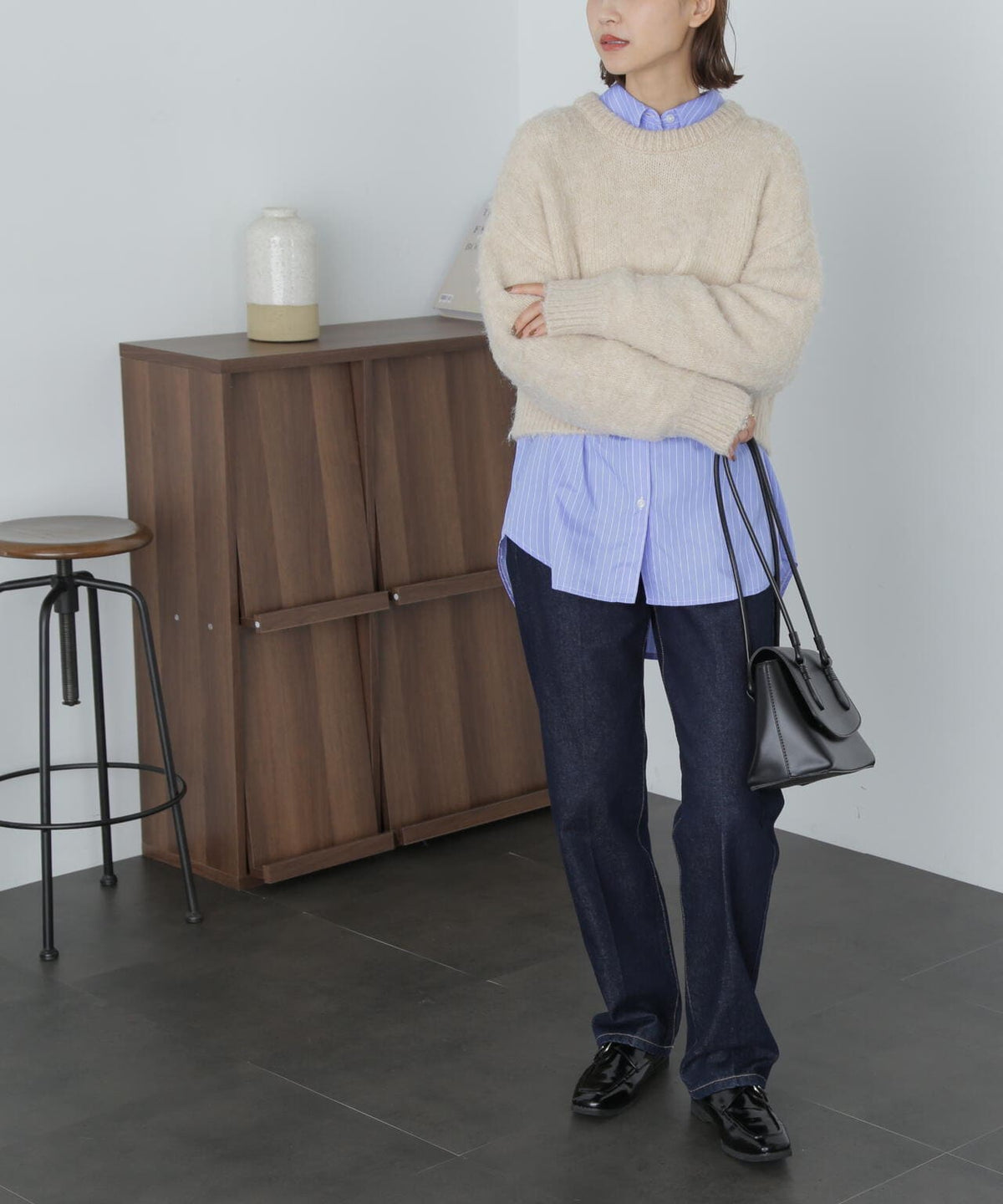 ミックス起毛ショート丈ニット