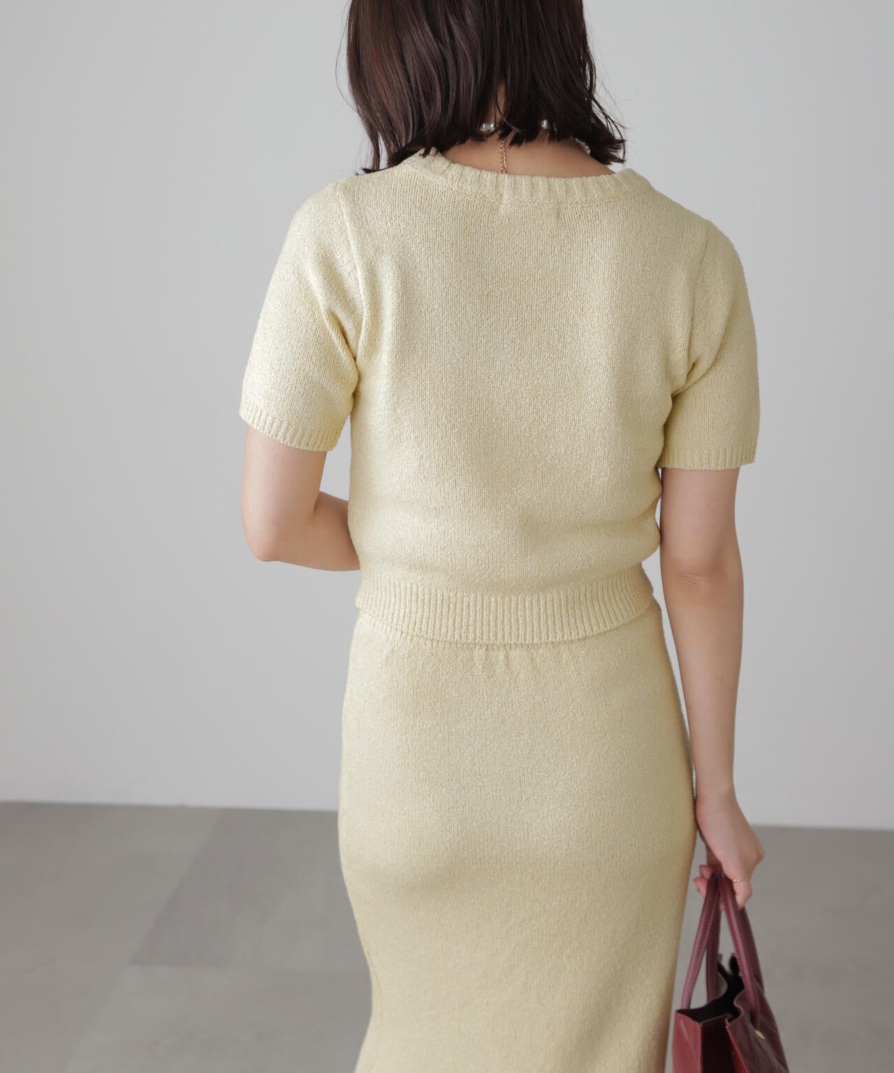 コンパクト半袖ニット×ニットナロースカート