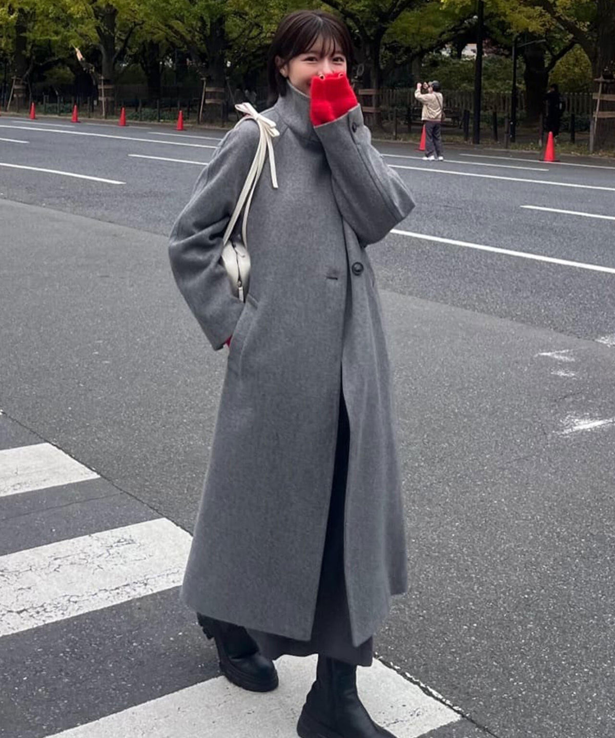 【3サイズ展開XS-M】スタンドカラーロングコート【低身長サイズ有】
