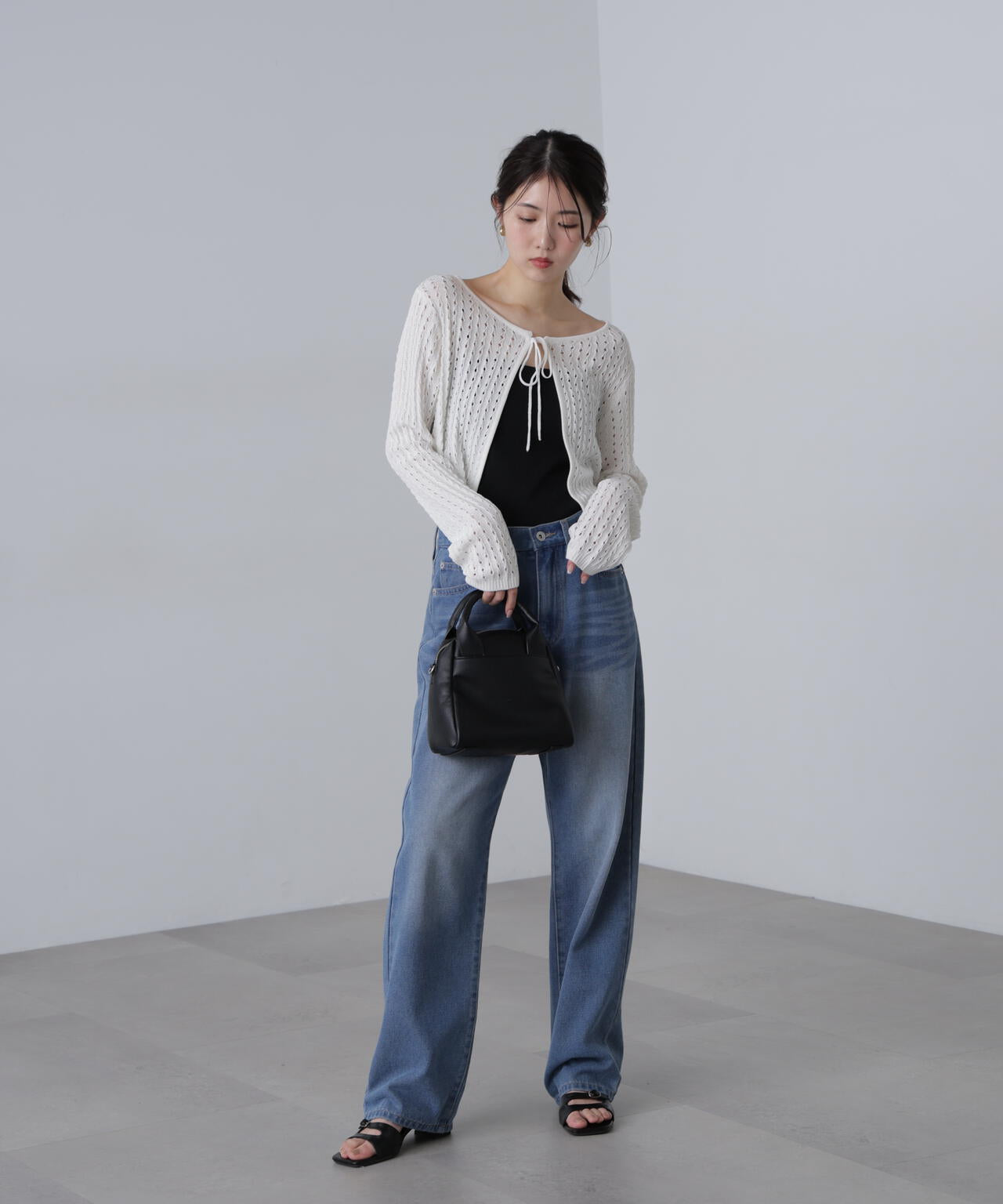 透かし編みリボンボレロ