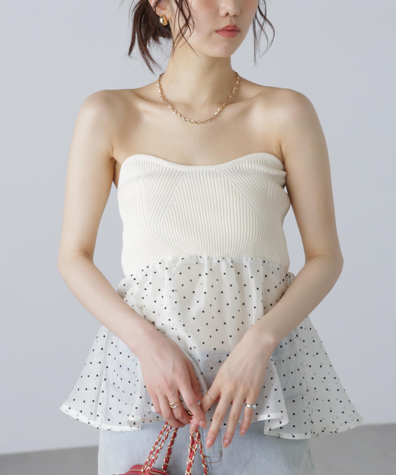 【MFM】ドットオーガンジードッキングビスチェ