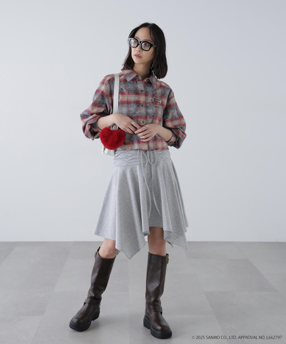 【HELLO KITTY】サンリオキャラクターズコラボ CHECK SHIRT チェックシャツ