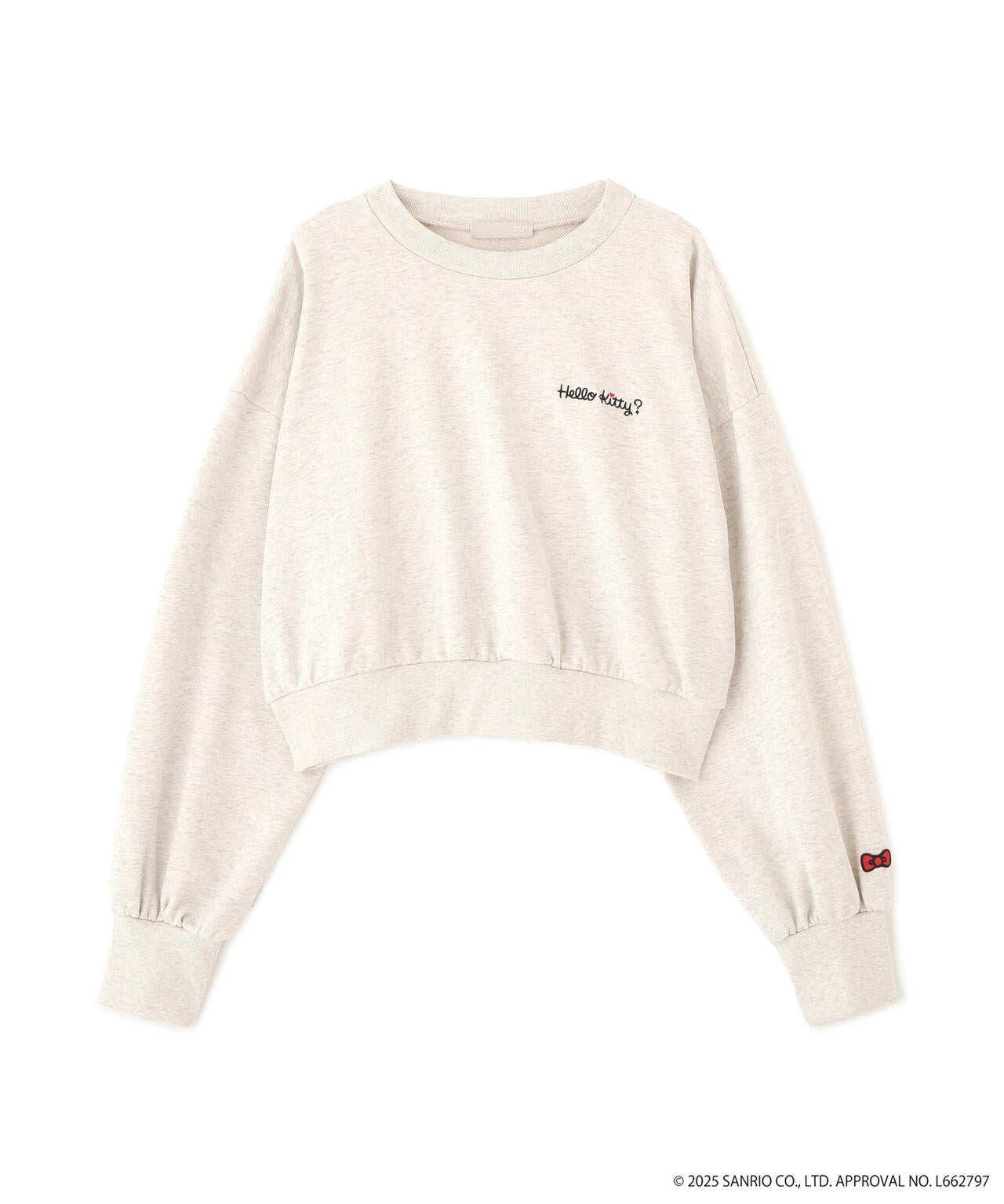 【HELLO KITTY】サンリオキャラクターズコラボ SHORT SWEAT ショートスウェット 胸LOGO×袖RIBBON
