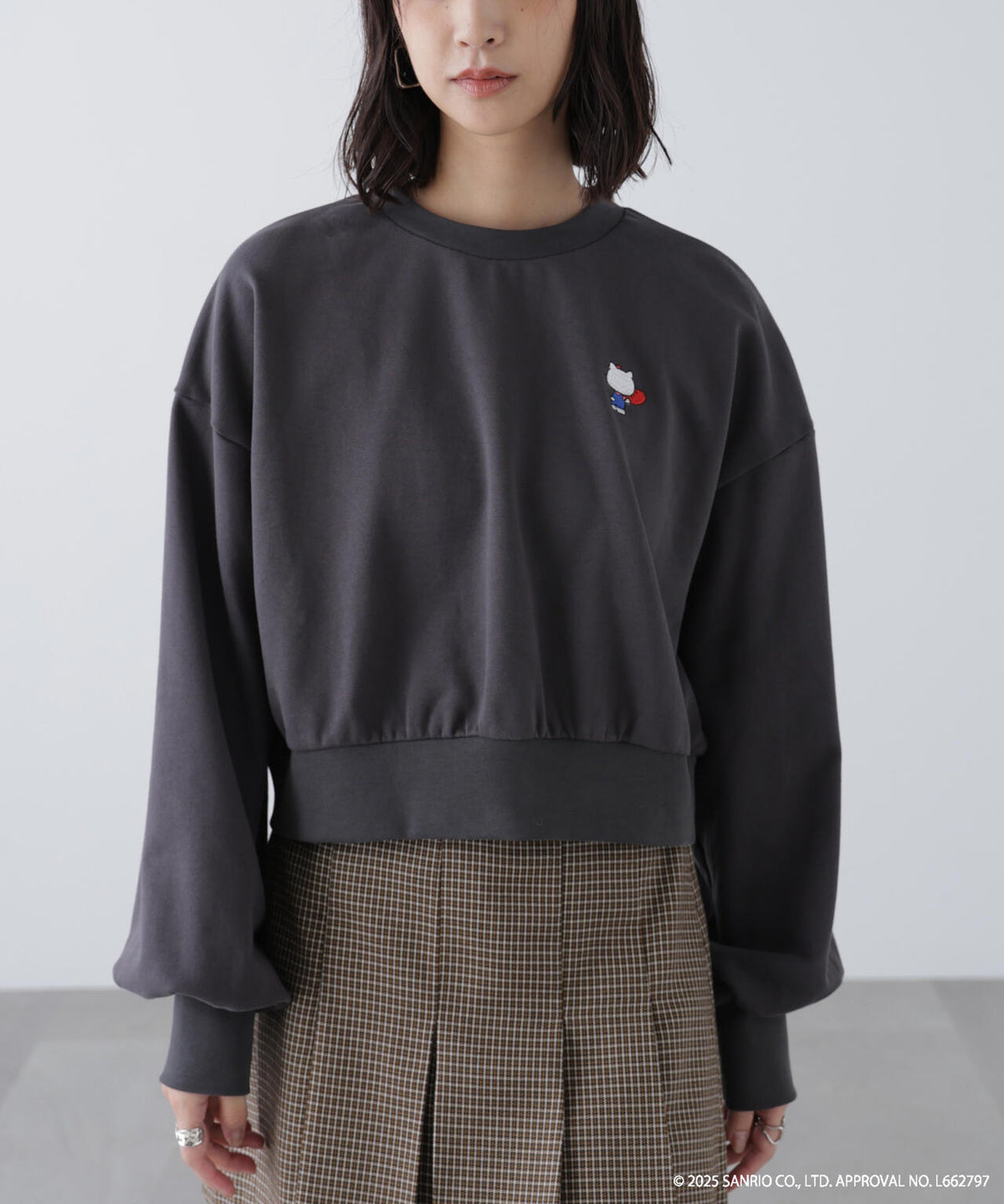 【HELLO KITTY】サンリオキャラクターズコラボ SHORT SWEAT ショートスウェット 胸KITTY×背面LOGO