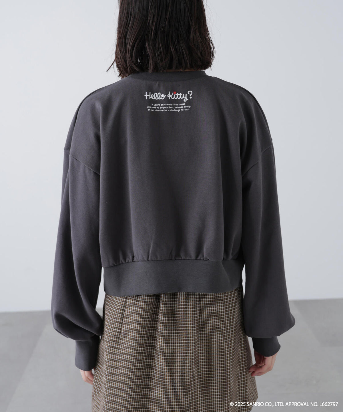 【HELLO KITTY】サンリオキャラクターズコラボ SHORT SWEAT ショートスウェット 胸KITTY×背面LOGO