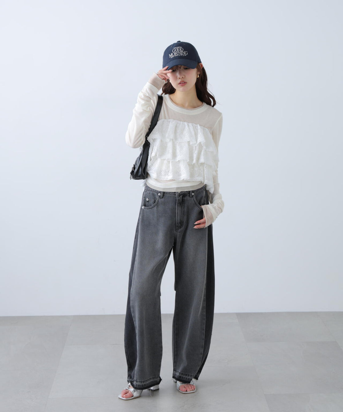 [低身長サイズ/Sシリーズ]配色パネルバレルワイドパンツ